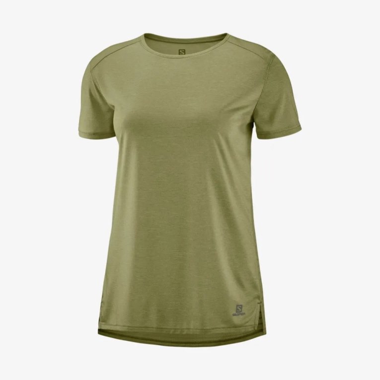 Camiseta Salomon Outline Summer Curta Sleeve Feminino Verde Oliva | PT V93824